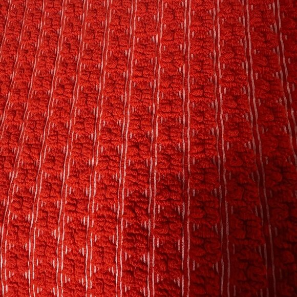 Lesley Evers Top Textured Orange Striped 3/4 Sleeve Round Neck Size Small - Picture 2 of 9